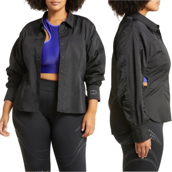 Reebok x Cardi B. Ruched-Sleeve Active Shirt in Black, Plus Size 2X New w/Tag - Picture 15 of 15